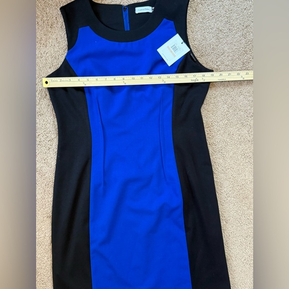 NWT Calvin Klein Blue/Black Color Block Sleeveless Cocktail Dress Size 12 - Picture 3 of 6
